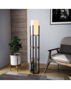 OPVIQ Podna lampa sa policom Shelf Lamp 8115, crna/braon