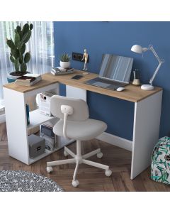 HANAH HOME Radni sto sa policama HA113 - 2035, bela/svetlo braon