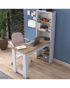 HANAH HOME Radni sto sa policama HA106 - 2493, bela/svetlo braon