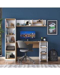 HANAH HOME Radni sto sa policama HA125 - 3428, braon/bela