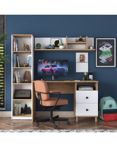 HANAH HOME Radni sto sa policom HA115 2642, braon/bela