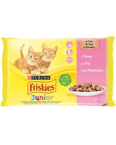 FRISKIES Vlažna hrana za mačke u sosu sa piletinom Junior 4x85g - 7613036988124