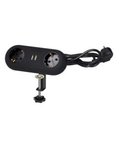 ORNO Stoni produžni kabl 2x2P i 2xUSB 1.4m, crna - ORNOR-AE-13133(GS)-B