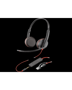 HP Slušalice Poly Blackwire 3225 Stereo USB-C Headset +3.5mm +USB-C/A adapter 8X229AA, crna - 8X229AA