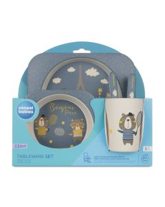 CANPOL Babies set za hranjenje 5 delova 9/227 - Bonjour Paris navy blue - 9-227_blu