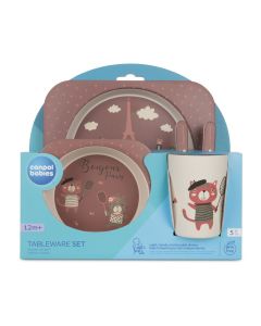 CANPOL Babies set za hranjenje 5 delova 9/227 - Bonjour Paris dark red - 9-227_red