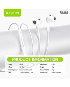 BAVIN Bubice sa mikrofonom lightning, bela - 90204