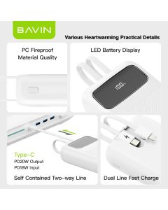BAVIN Power bank 20000mAh 22.5W, bela - 90314