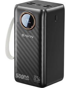 BAVIN Power Bank 50000 mAh 22.5W type C + IOS, crna