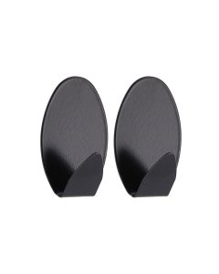 TENDANCE Set 2 ovalne kukice 3M 3.5x2x5.2cm, metal/crna - 9048103