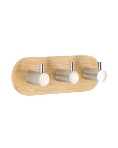 TENDANCE Čiviluk sa 3 kukice 3M 3.5x13.5x3.5cm, bambus/metal hrom - 9062102