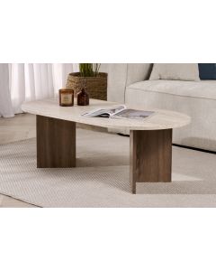 NORDURE Klub sto Sable, mermerna krem/braon