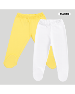 Mafimi Pamučne Pantalonice sa stopicom set od 2 - žuta, bela - P-124156