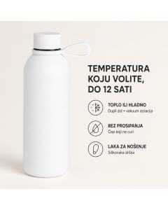 Termos boca ACTIVE FLOW 500 ml - dupli zid, vakuum izolacija, soft-touch, bela