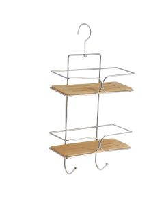 TENDANCE Viseća polica na dva nivoa 25x11x50cm, bambus/hrom - 9117195