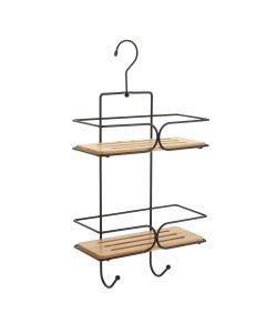 TENDANCE Viseća polica na dva nivoa 50x25x11cm, bambus/crna - 9117237