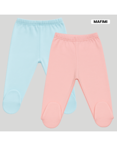 Mafimi Pamučne Pantalonice sa stopicom set od 2 - aqva, kajsija - P-124256