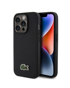LICENSED LACOSTE LACOSTE MAGSAFE maska za iPhone 15 Pro WOVEN, crna