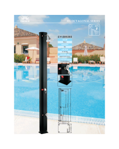 NERO Solarni tuš 35L crni ravni sa nožnom slavinom H=217cm - 9344
