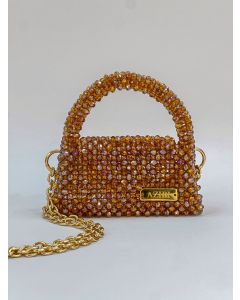 AZIBI Ženska torba od kristalnih perli Piccolina, braon