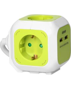 ORNO Produžni kabl sa 4 utičnice i 2xUSB 1.4m, belo/zelena - ORNOR-AE-13144(GS)-L