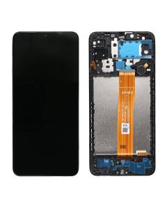 LCD za Samsung A127/Galaxy A12 Nacho (GH82-26486A) + touch screen + frame Black FULL ORG-SP