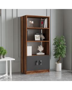 HANAH HOME Polica za knjige Vo4-Ba, braon/crna