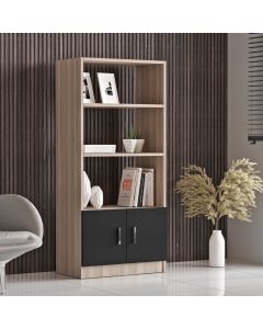 HANAH HOME Polica za knjige Vo4-Ob, braon/crna