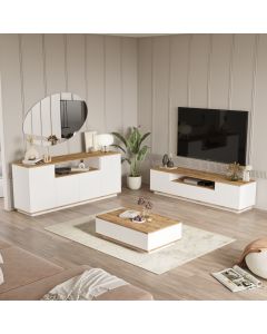 HANAH HOME Set nameštaja za dnevnu sobu Fr18-Aw, bela/braon