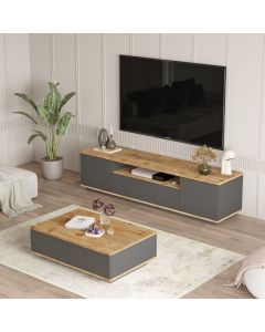 HANAH HOME Set nameštaja za dnevnu sobu FR17-AA, siva/svetlobraon