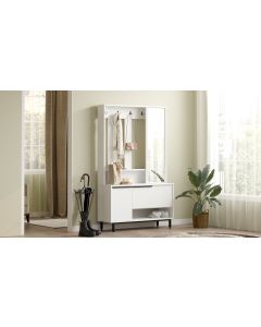 HANAH HOME Cipelarnik sa čivilukom i ogledalom On11-W, bela