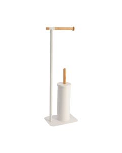 TENDANCE Držač toalet papira i wc četke 22X16X69,5 cm metal bambus bela - 96162210