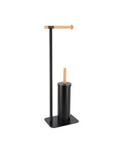 TENDANCE Držač toalet papirai wc četke 22X16X69,5 cm metal bambus crna - 96162237