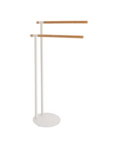 TENDANCE Dvostruki držač peškira 39.5x22x77.5cm, bambus/bela - 96163210-1