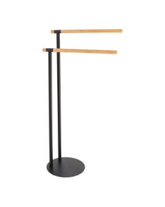 TENDANCE Držač peškira sa dve prečke 39,5X22X77,5CM METAL BAMBUS/CRNA - 96163237