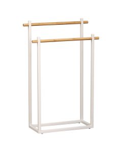 TENDANCE Držač peškirasa dve prečke 53X20X82 cm metal bambus beli - 96164210