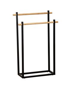 TENDANCE Dvostruki držač peškira 53x20x82cm, bambus/crna - 96164237-1