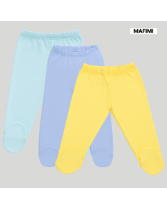 Mafimi Pamučne Pantalonice sa stopicom set od 3 - aqva, plava, žuta - P-124856