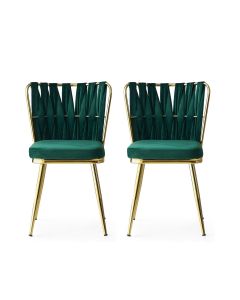 HANAH HOME Set trpezarijskih stolica 2/1 Kuşaklı 206 V2, zelena/zlatna