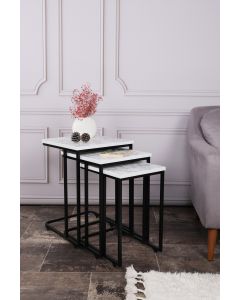 HANAH HOME Set klub stolova Ce Metal Zigon - 9404, crna/siva mermerna