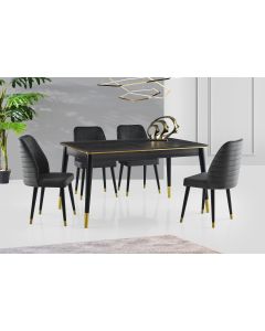 HANAH HOME Trpezarijski sto Flora 1111, crna/zlatna