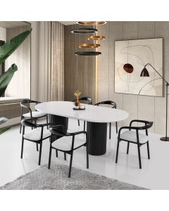 HANAH HOME Trpezarijski sto LI 932, bela/crna