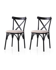 HANAH HOME Set trpezarijskih stolica 2/1 Ekol 285 V2, crna/krem