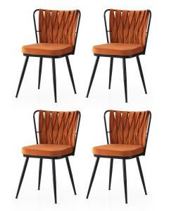 HANAH HOME Set trpezarijskih stolica 4/1 Kuşaklı 224 V4, crna/narandžasta