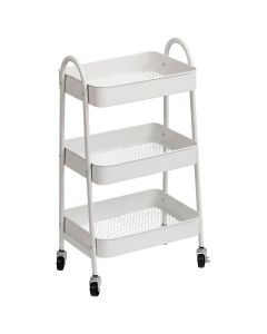 TENDANCE trostruka polica na točkiće 79X31X43,5 cm metal bela - 98173100