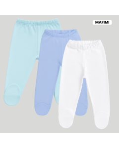 Mafimi Pamučne Pantalonice sa stopicom set od 3 - aqva, plava, bela - P-124956