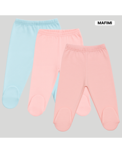 Mafimi Pamučne Pantalonice sa stopicom set od 3 - aqva, puder, kajsija - P-125056