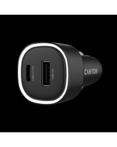 CANYON car charger OnDrive 48 PD 48W USB-A+USB-C Black