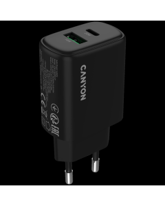 CANYON charger OnCharge 200 20W 1xPD 1xQC EU Black
