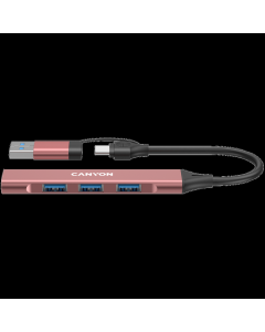 CANYON hub DS-02 4in1 USB-A/C Pink
